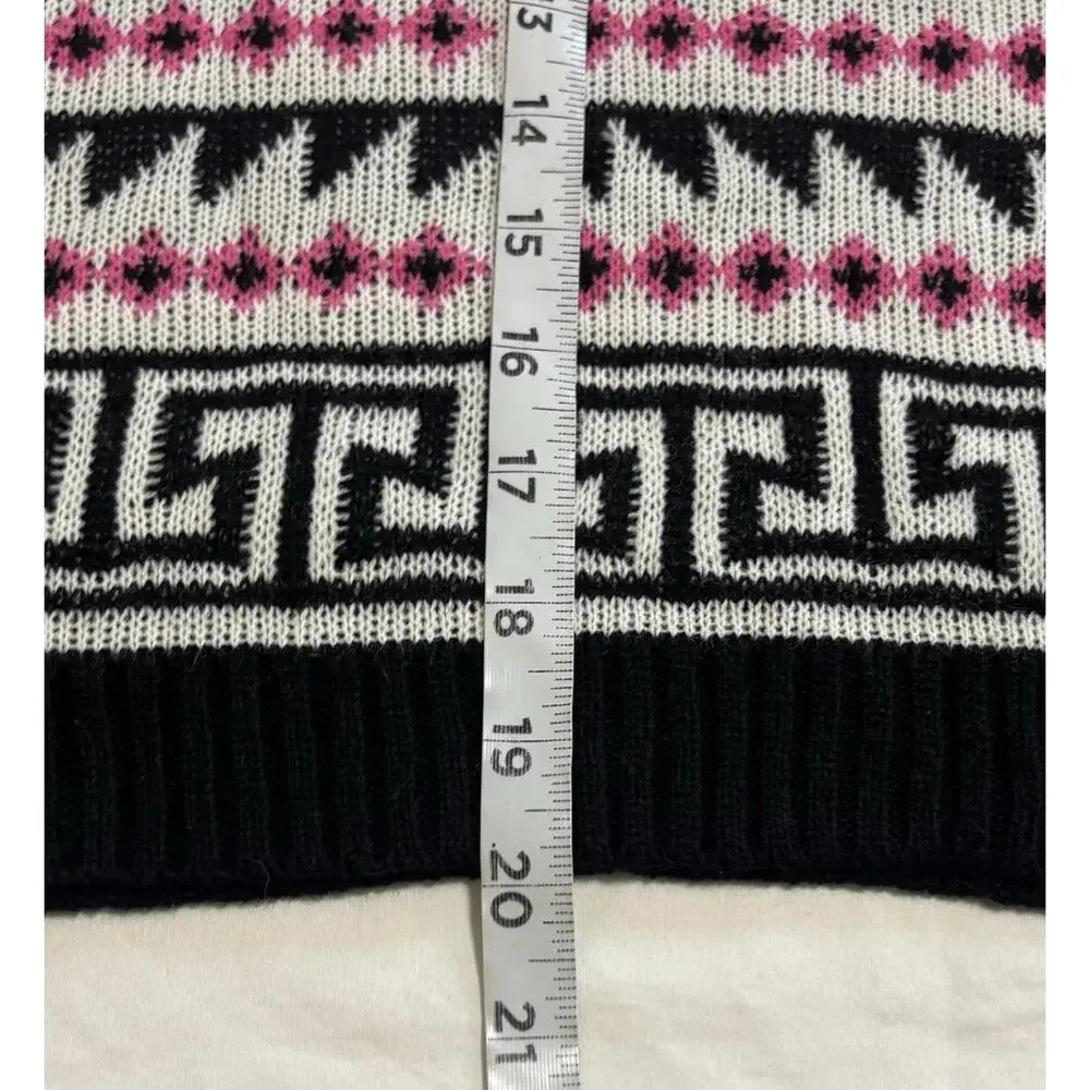 Knit Sweater Pink Aztec Nordic Design Size Small Lightweight Winter Layering - Picture 6 of 6